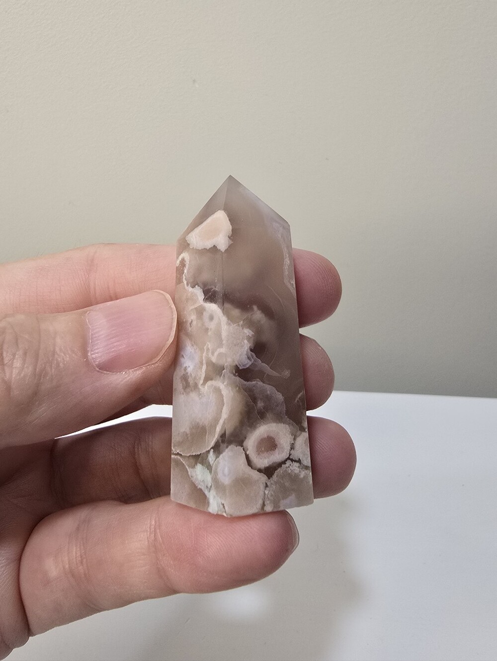 Cherry Blossom Agate Crystal Tower #E - Picture 4 of 6